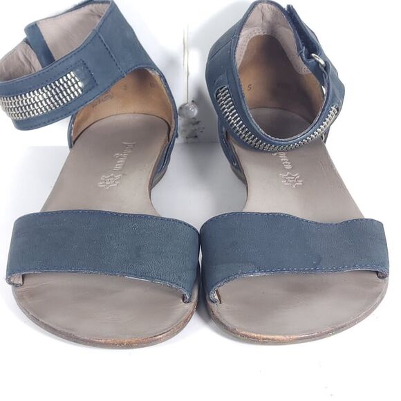 Paul Green Women's Cotie US7,5 AU5 Blue Leather Embellished Ankle Strap Sandals - Picture 5 of 15